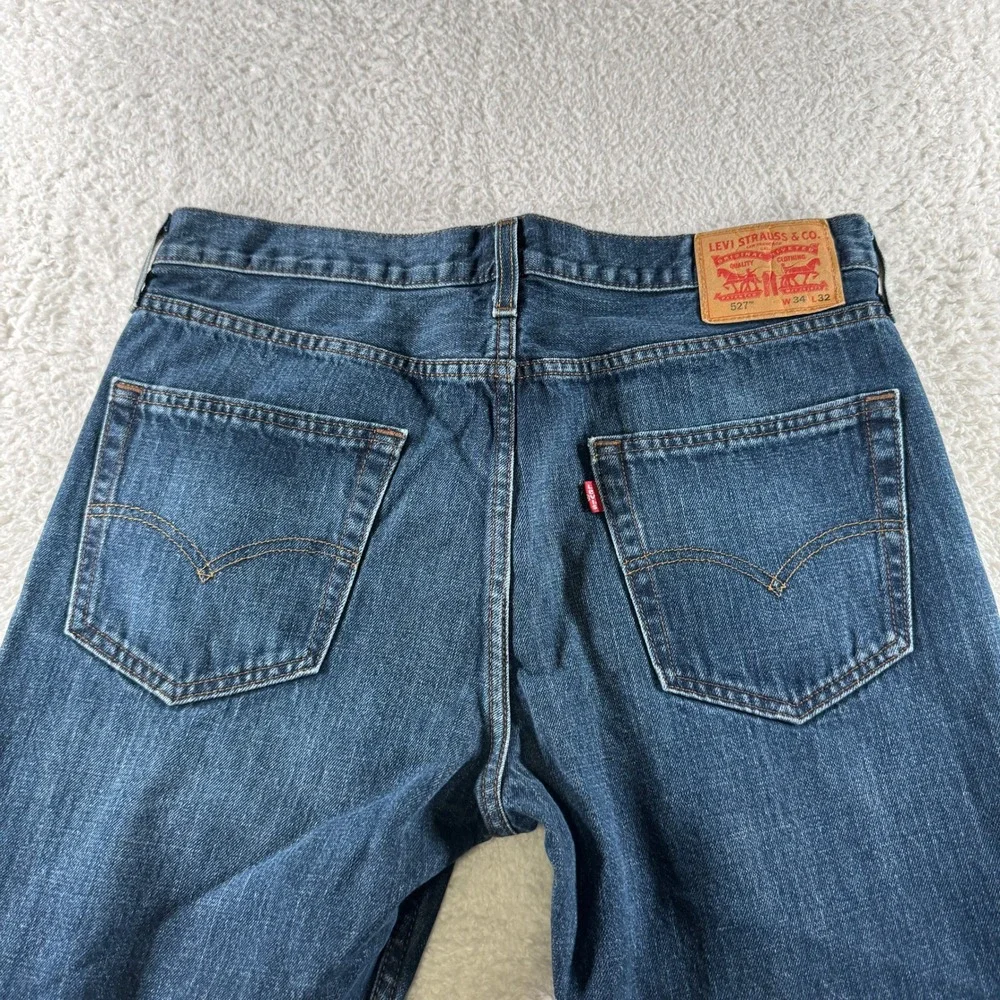 Levis 527 Jeans Mens 34x32 Blue Modern Bootcut‎ Denim Medium Wash Pants Western